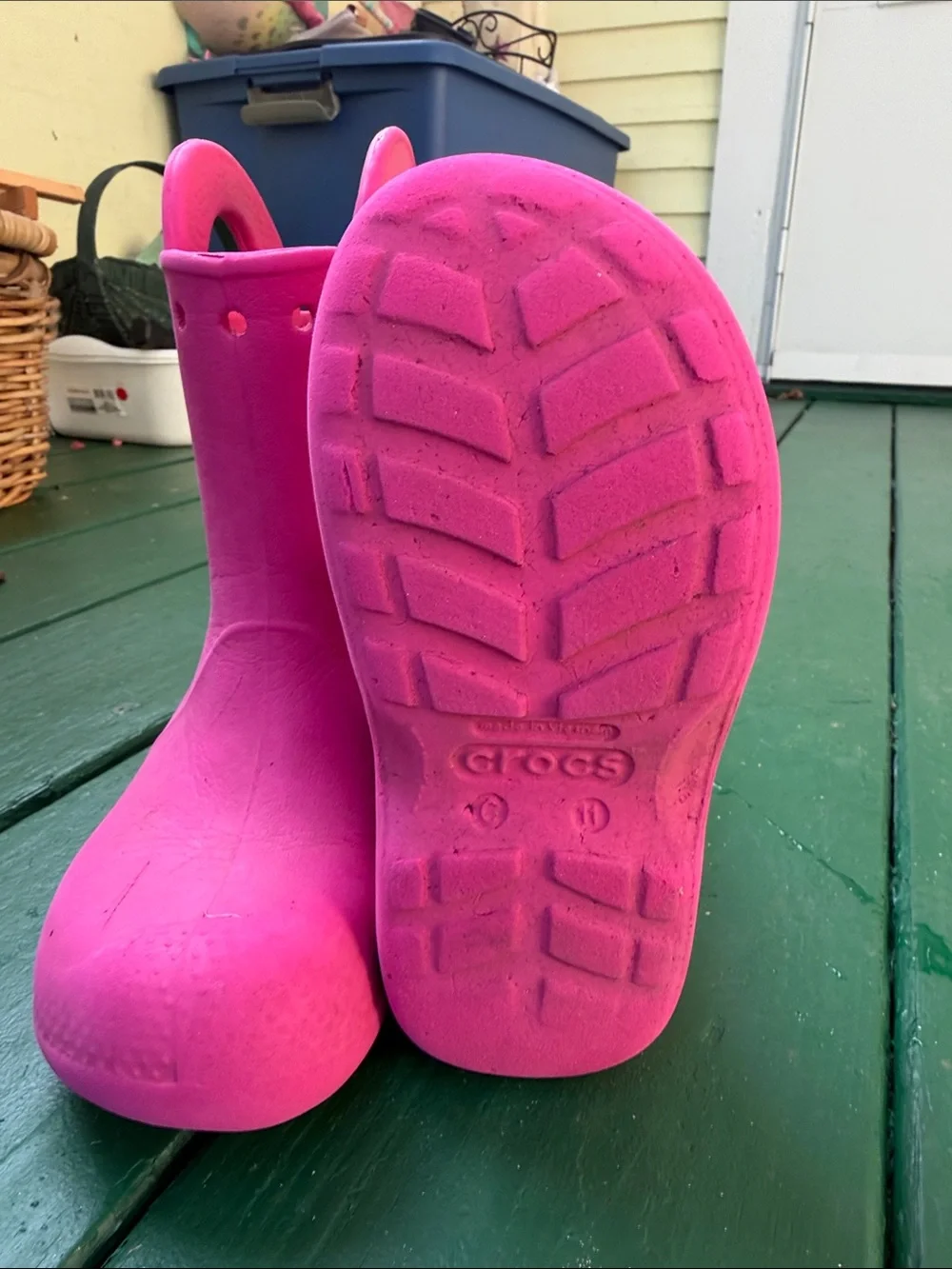 CROCS Kids Hot Pink Pull-On Rain Boots